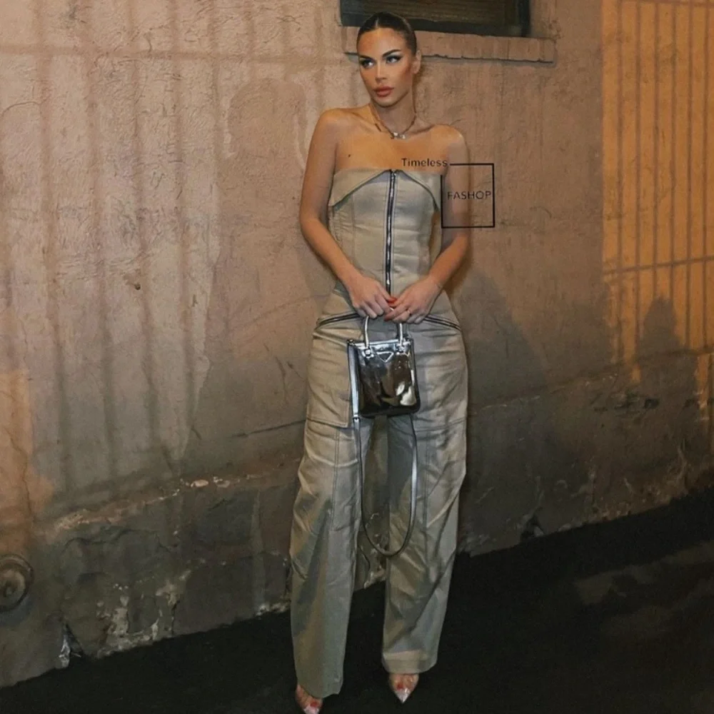 XS blogger fave Zara topstitched bustier cargo strapless top zipper bustier - Picture 4 of 9